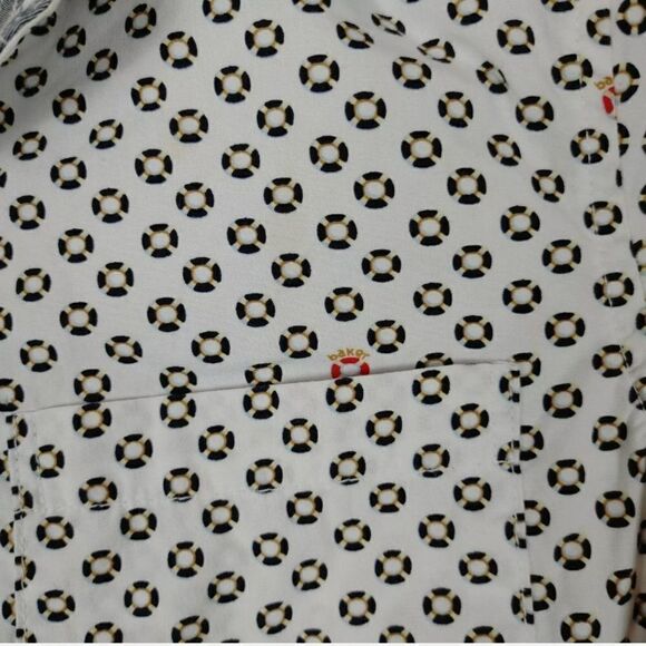 TED Baker Boys size 7 Nautical Sailor Print Button Down Oxford SHIRT Shipped wit - Picture 5 of 7